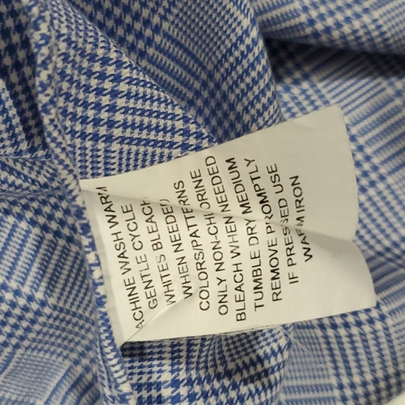 The Shirt Shop Houndstooth Button Down Collared Shirt in Blue XL - Picture 8 of 10